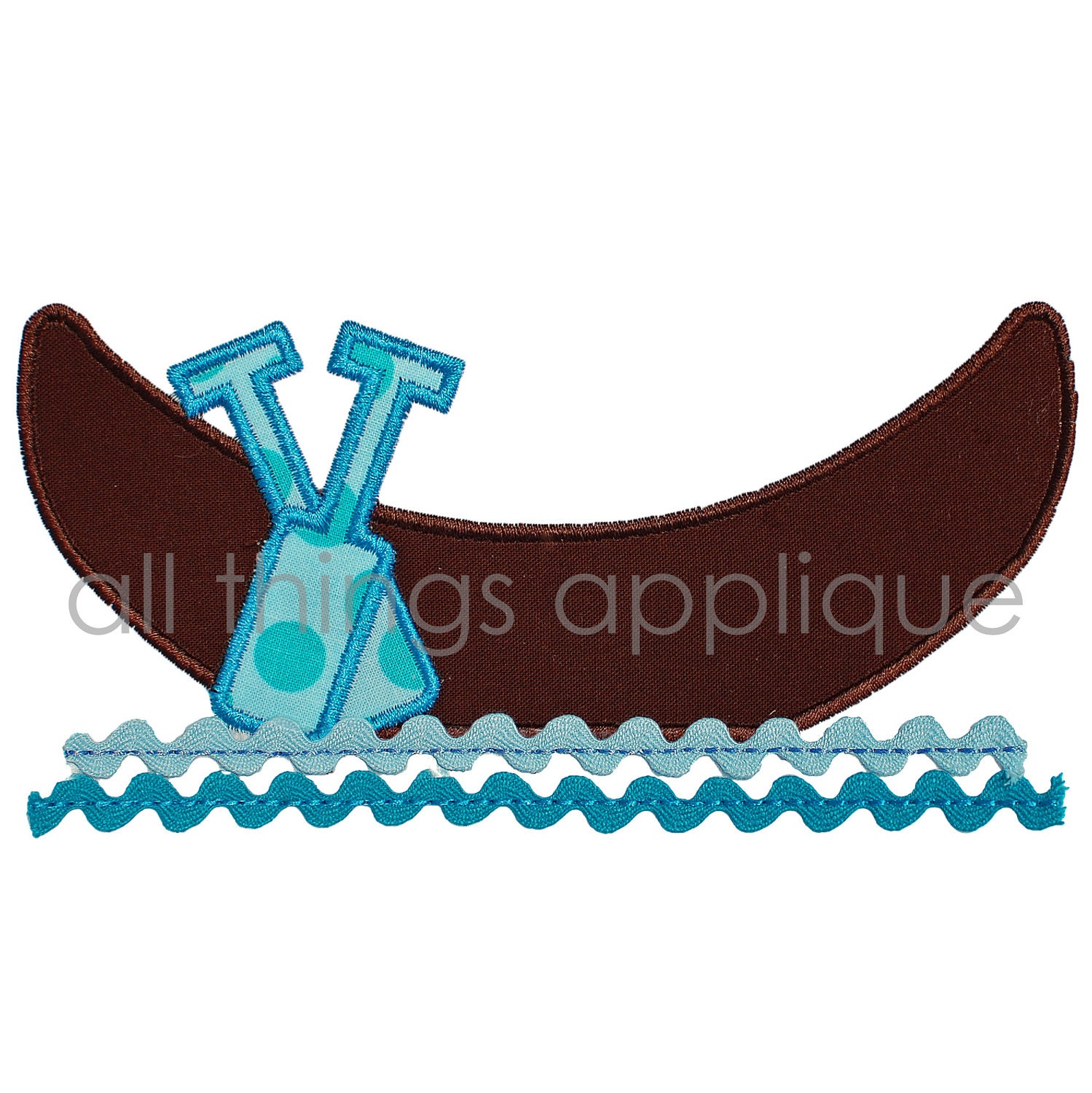 Canoe Applique Design - Machine Embroidery - Rick Rack Ribbon 