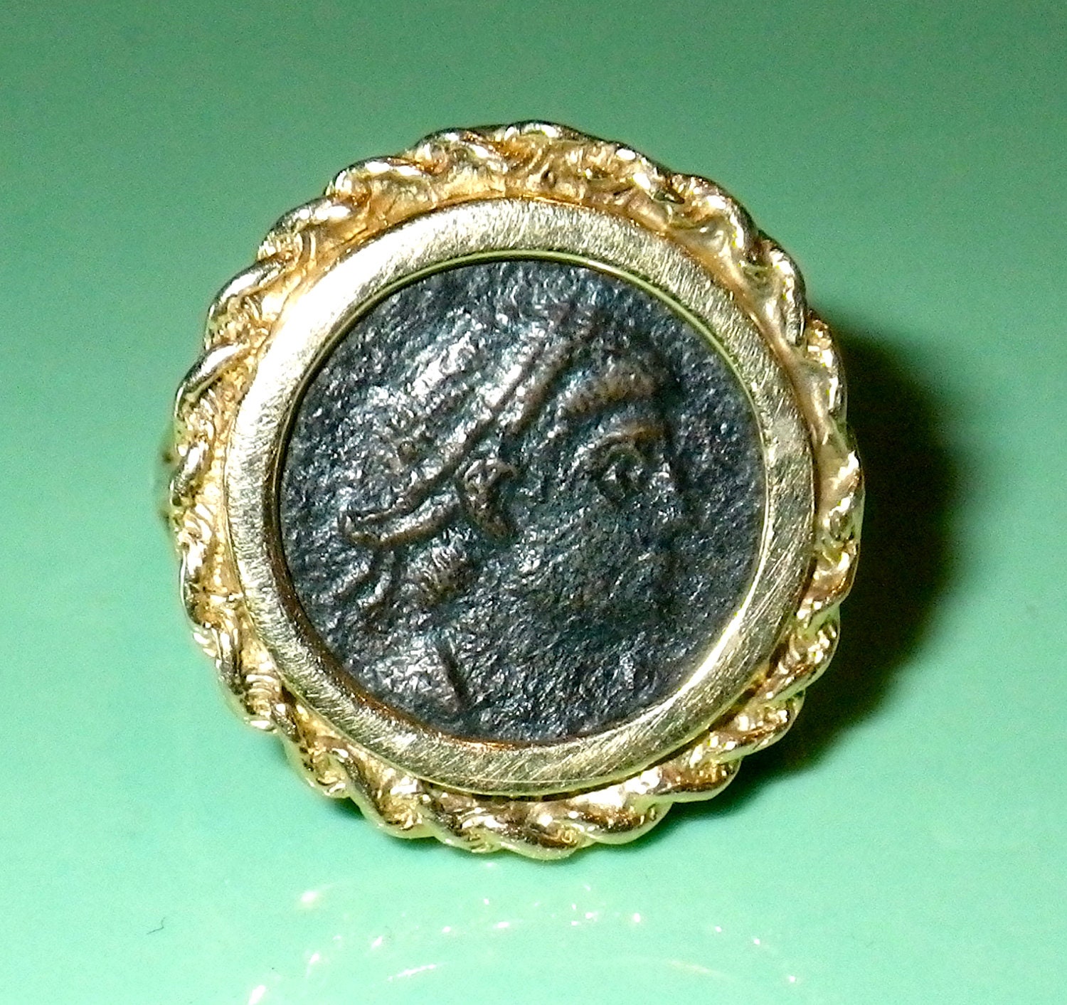 Antique Coin 14K Gold Ring