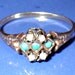 RESERVED for BRENT /////// Victorian Solid 12K Gold Turquoise and Seed Pearl Engagement Ring size 8.5