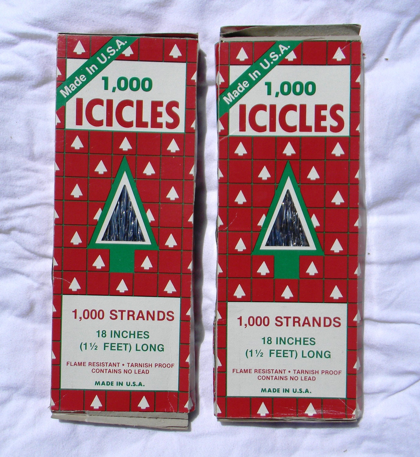 2 Unopened Boxes Vintage Icicles 1000 Strands 18 Inches Christmas Decor