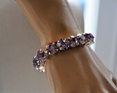 Swarovski Crystal Light Amethyst Stretch Bracelet, Estate,Tennis Bracelet,Old Hollywood,Bangle Style,Silver Plated VIOLA
