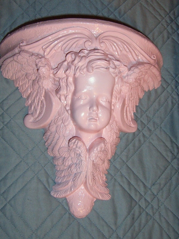 SALE Upcycled Cherub Shelf, Pink Cherub, Shabby Cherub shelf, Ornate, Romantic, Angel, Shabby Chic