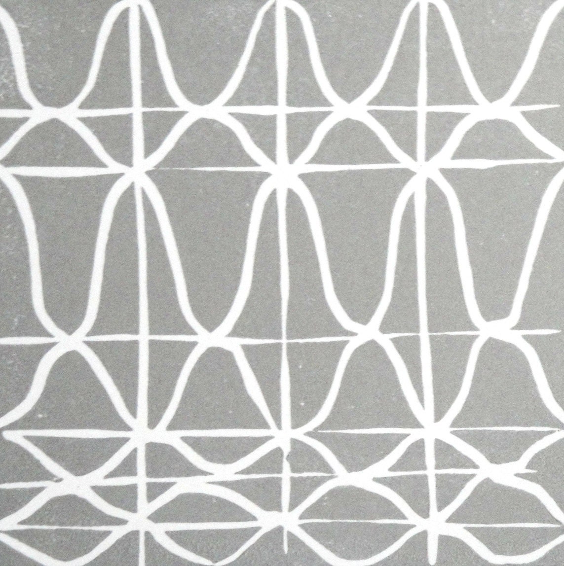 SALE Simple Repeating Pattern Art Block Print 4 x 4 Square Home Decor / Silver / Hand Pulled Linocut