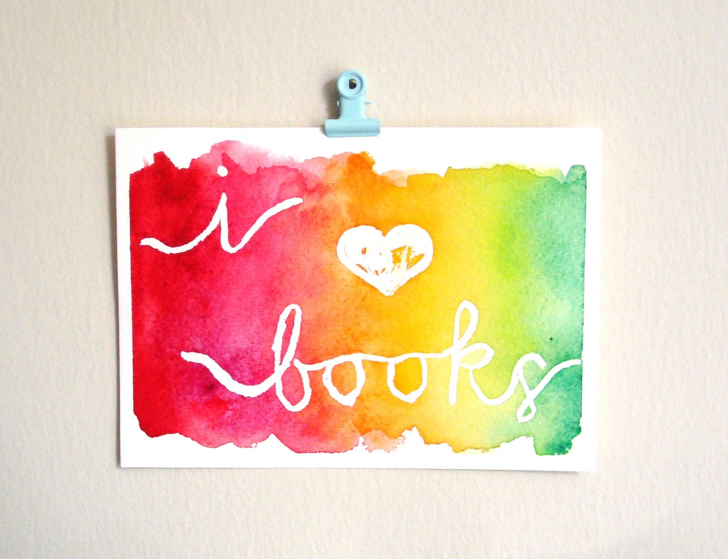 watercolor painting I love books wall art dorm decor reading print back to school kids wall art library art