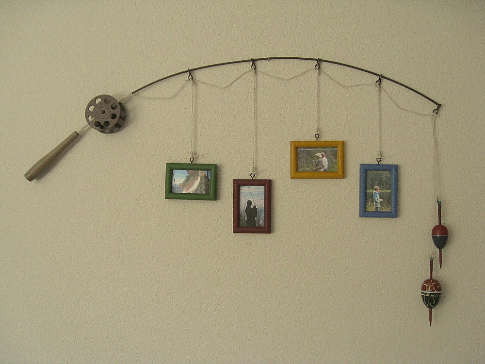Fishing Pole Picture Frame - Metal Brown - 4 Frames