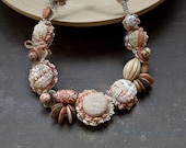 Handmade art necklace, orange cream, OOAK