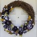 Eggplant Purple/ Purple & White Grapevine Wreath - 18" diameter