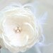 Ivory Wedding Hair Flower Fascinator, Bridal Wedding Headpiece, Feather Flower Fascinator with Lace and Pearls