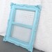Aqua Ornate Earring Holder Shabby Chic Display Upcycled Jewelry Display Framed Wire Mesh for Earrings