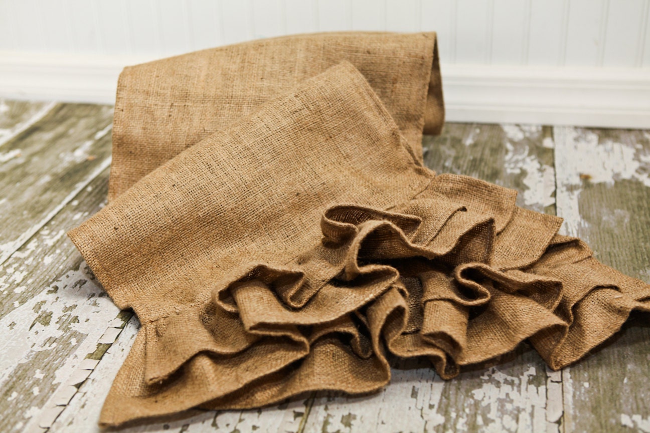 Ruffled Burlap Table Runner by MonMell Designs