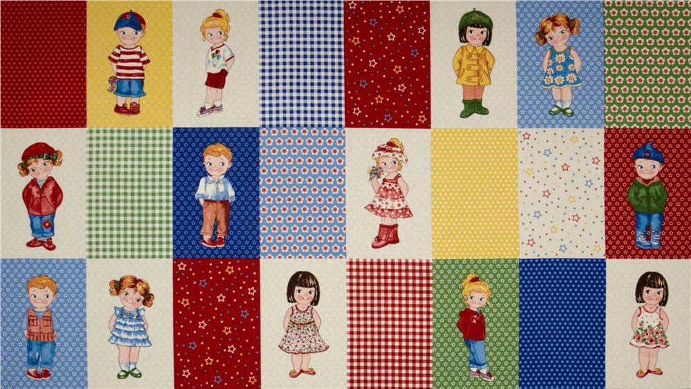Today's Paper Dolls - Panel Block -Multi - Newcastle Fabrics - Novelty PANEL Fabric