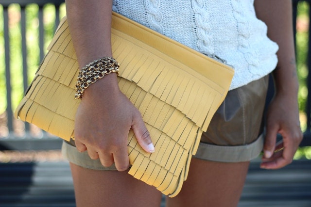 Fringes Leather Statement Clutch