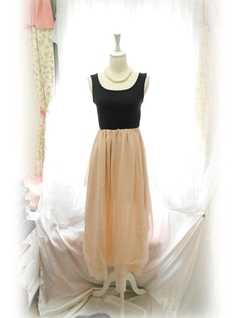 Prom Party Cocktail Dress - GODDESS handmade drape ivory beige chiffon tank top long maxi dress