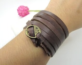 Brown fashion and simple leather bracelet, elegant leather bracelet  Leather Bangle  LL613