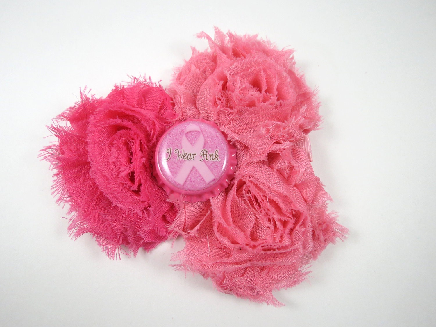 Breast Cancer Awareness Hair Bow - Breast Cancer Pink Flower Clip - Pink Shabby Flower Hair Bow - Pink Hair Bow - Pink Flower Hair Clip