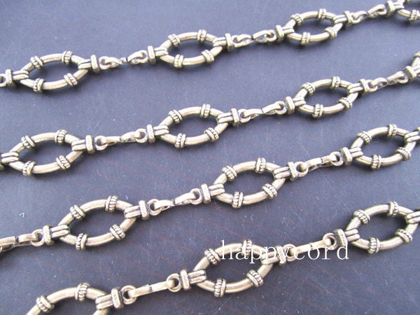3.2ft Antique bronze Plated Metal Beautiful Oval Tibetan Chain 10mmx30mm