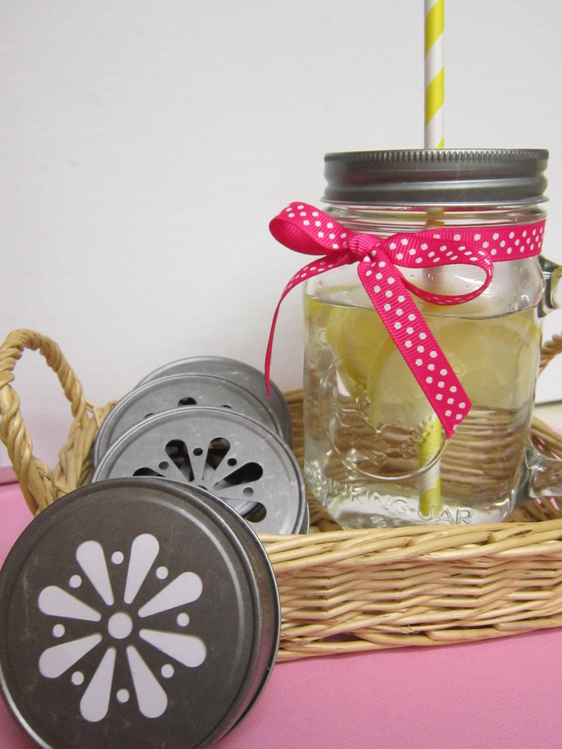 Antique Pewter Daisy Mason Jar Lids (Set of 6) Il_570xn