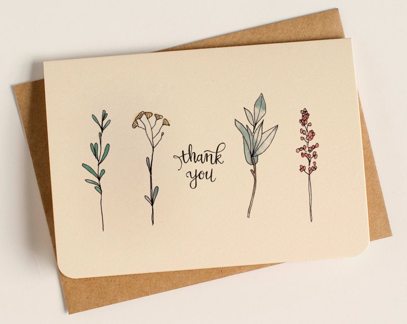 Thank You Flower Stems Greeting Card