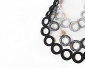 ON SALE Bib necklace ombrè grey black  // Cashmere crochet scarf necklace // Luxury jewelry winter fashion crochet by Aliquid