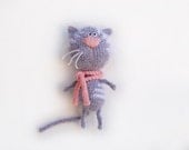 Crochet Cat toy tabby gray white - RomeoShop