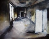 Lost Time - Original Oil Painting, 48 x 36, Large Painting, interior, abandoned building - thelittlehappygoose