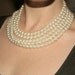 Faux Pearl Five Strand Necklace Signed Japan