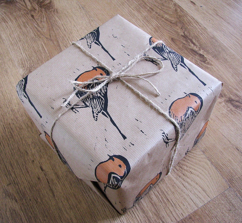 Robin Red Breast Rustic Gift Wrap - Three Sheets