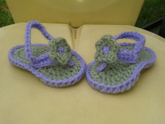 Baby Infant crochet flower flip flops
