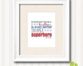 8x10 PRINT - Brother Superhero Quote Art Print - Children's Nursery Art - Blue and Red