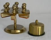 Vintage Brass Desk Accessories Rubber Stamp Set Dispenser Home Decor
