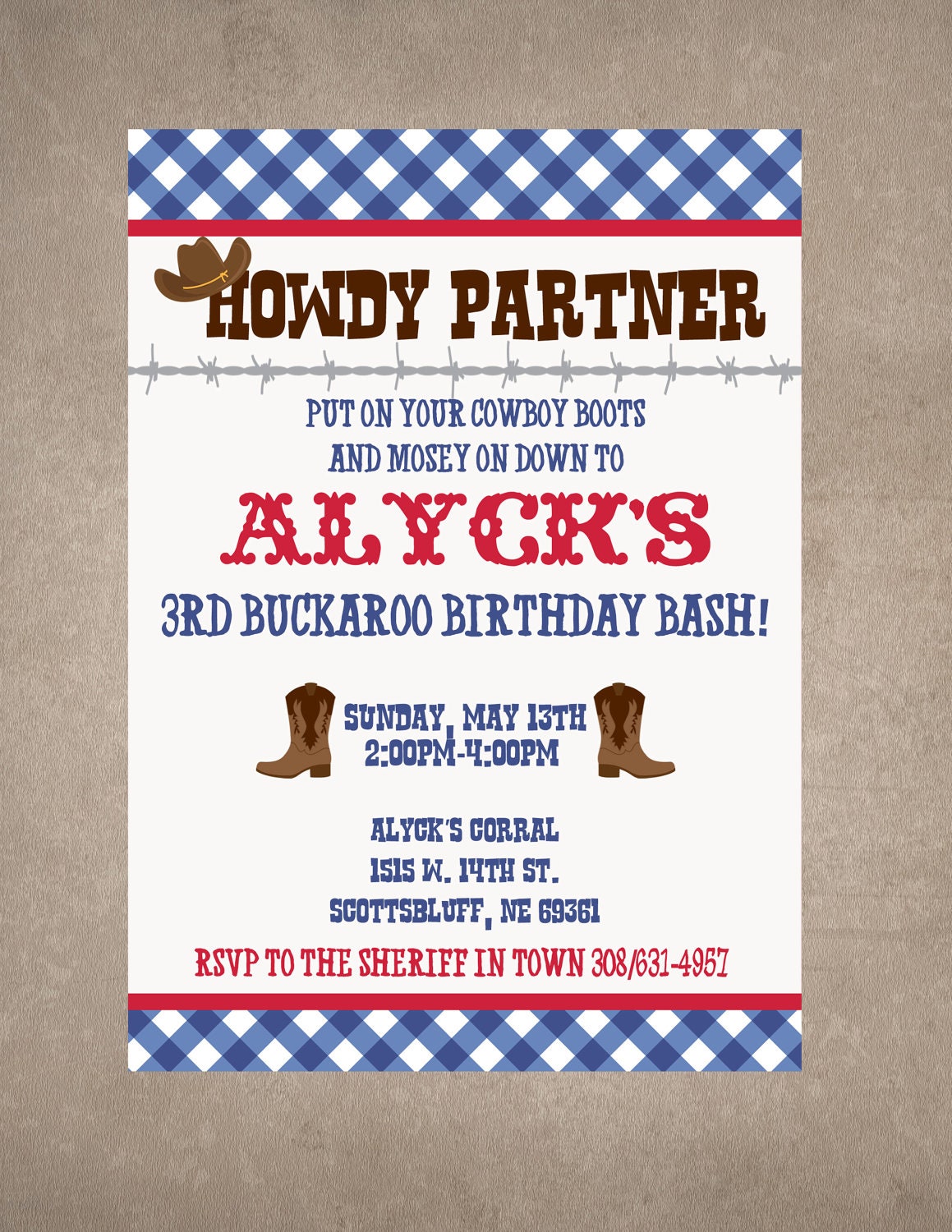 Howdy Partner/Cowboy Birthday Invite-Print your own Il_570xn