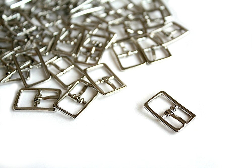 10pcs Small Buckles Shiny Silver Tone Metal by TesoroSupplies