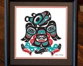 Framed 8 X 8 Giclée Print - Northwest Native Art, Thunderbird by the Sea