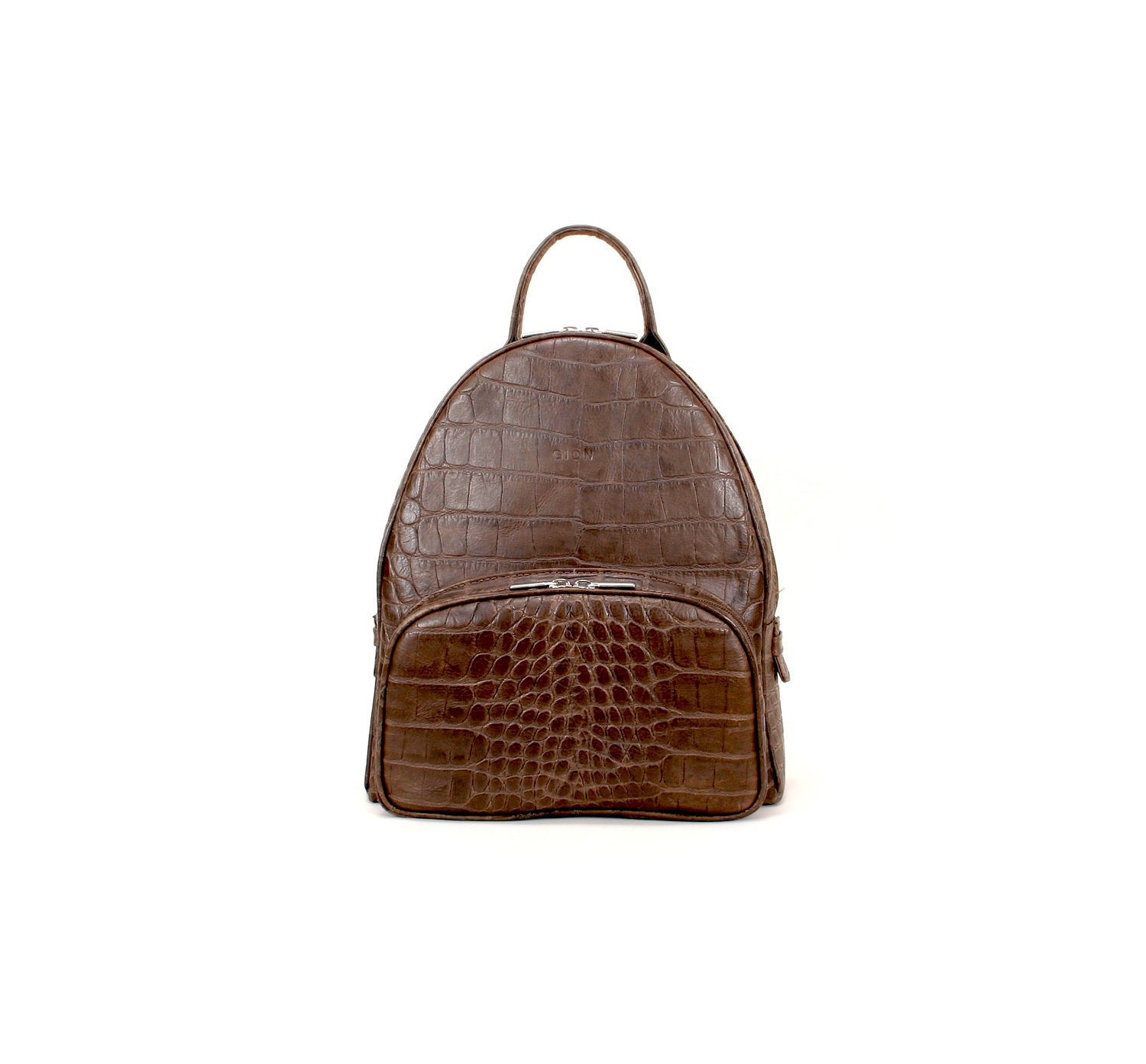 KATLYN // leather backpack, in brown - alligator printed (italian calf leather) - FREE SHIPPING