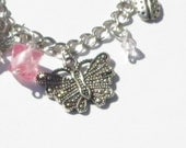 LIttle Girl's Pink Charm Bracelet, Butterflies and Bugs