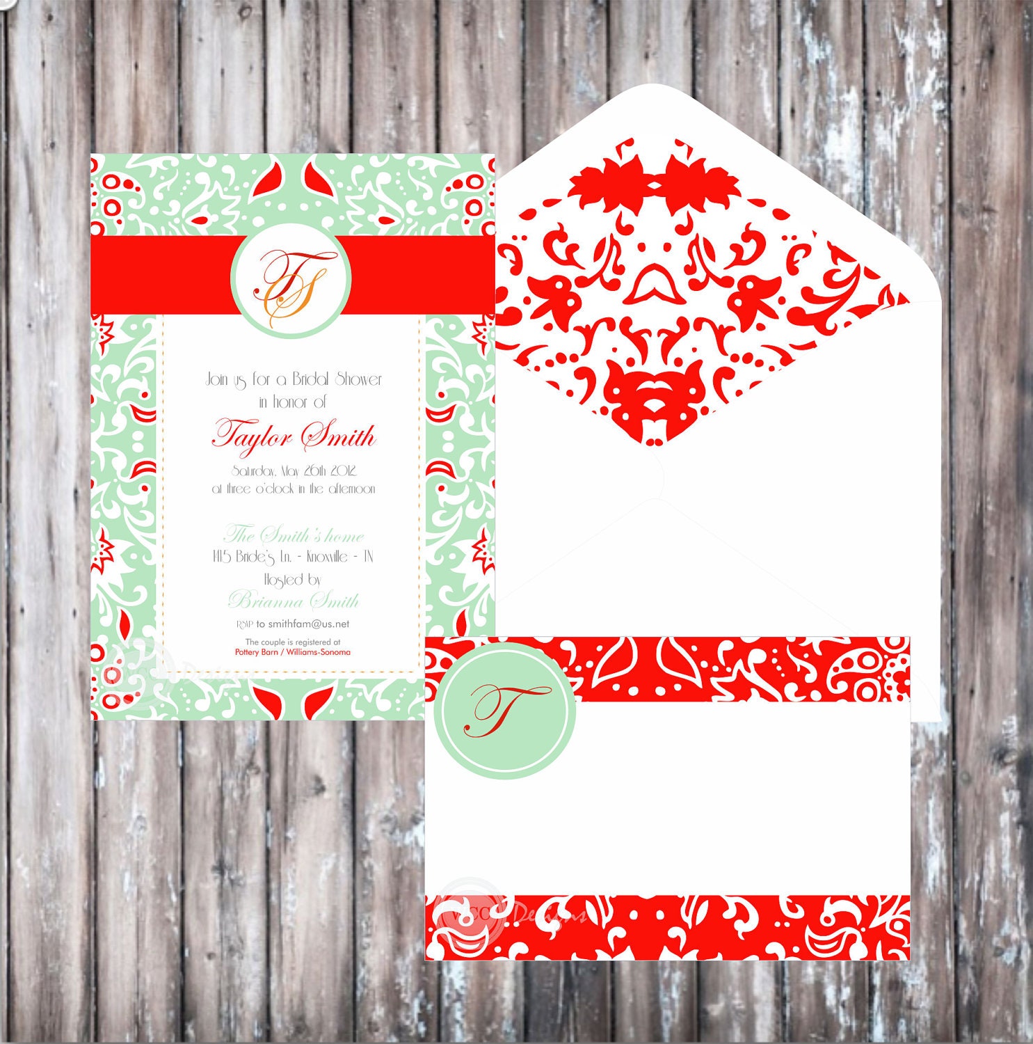 TANGERINE TANGO Bridal Shower Invitation - TANGERINE Party Invitation - Tangerine and Acqua printable invitation Il_570xn