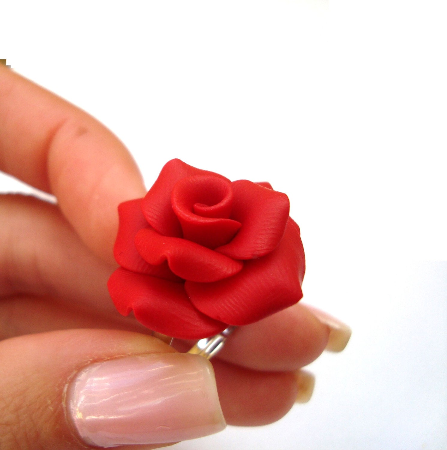 Beautiful Red Rose Ring . Red Flower Ring. Red Jewelry. Flower Jewelry. Adjustable Size