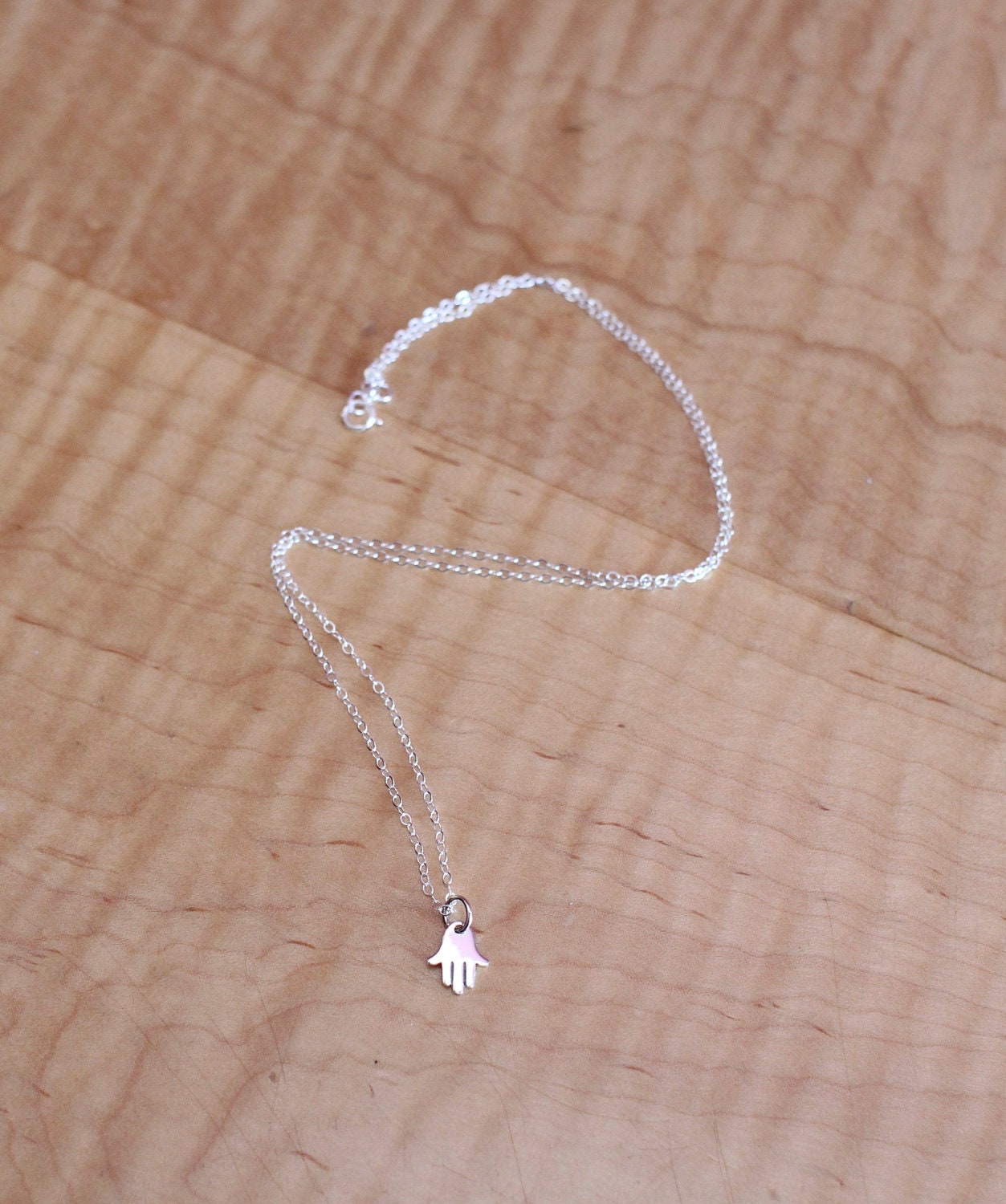 Dainty Sterling Silver Hand of Fatima Necklace