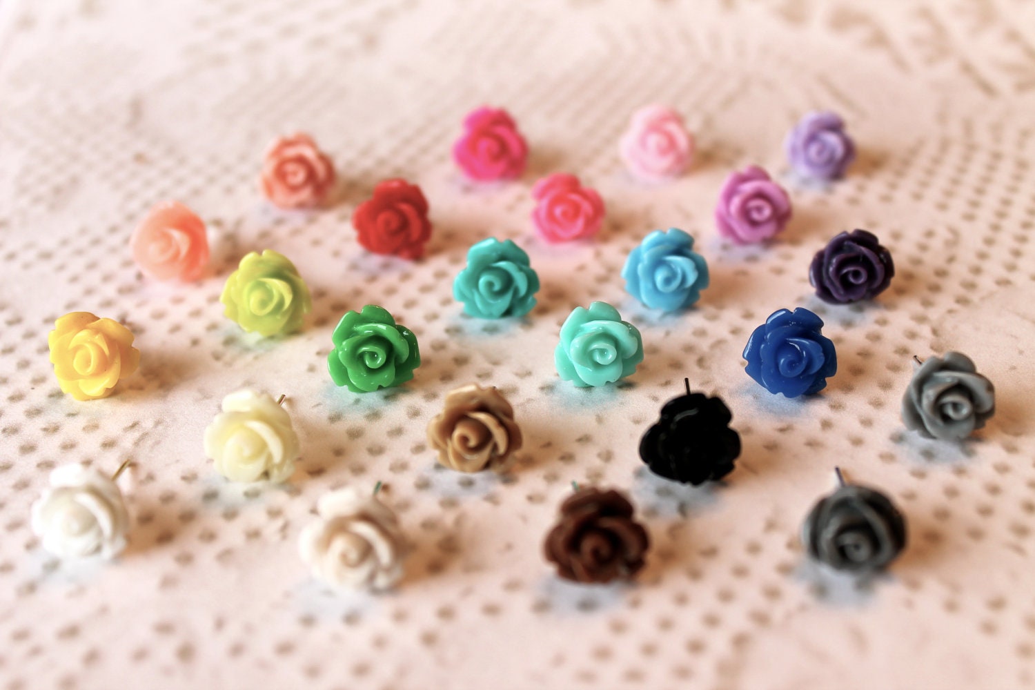 Beautiful Rose 10mm Earrings- You choose color