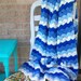 Chevron Crochet Afghan Stripes Blue White Crochet Afghan Blanket Throw