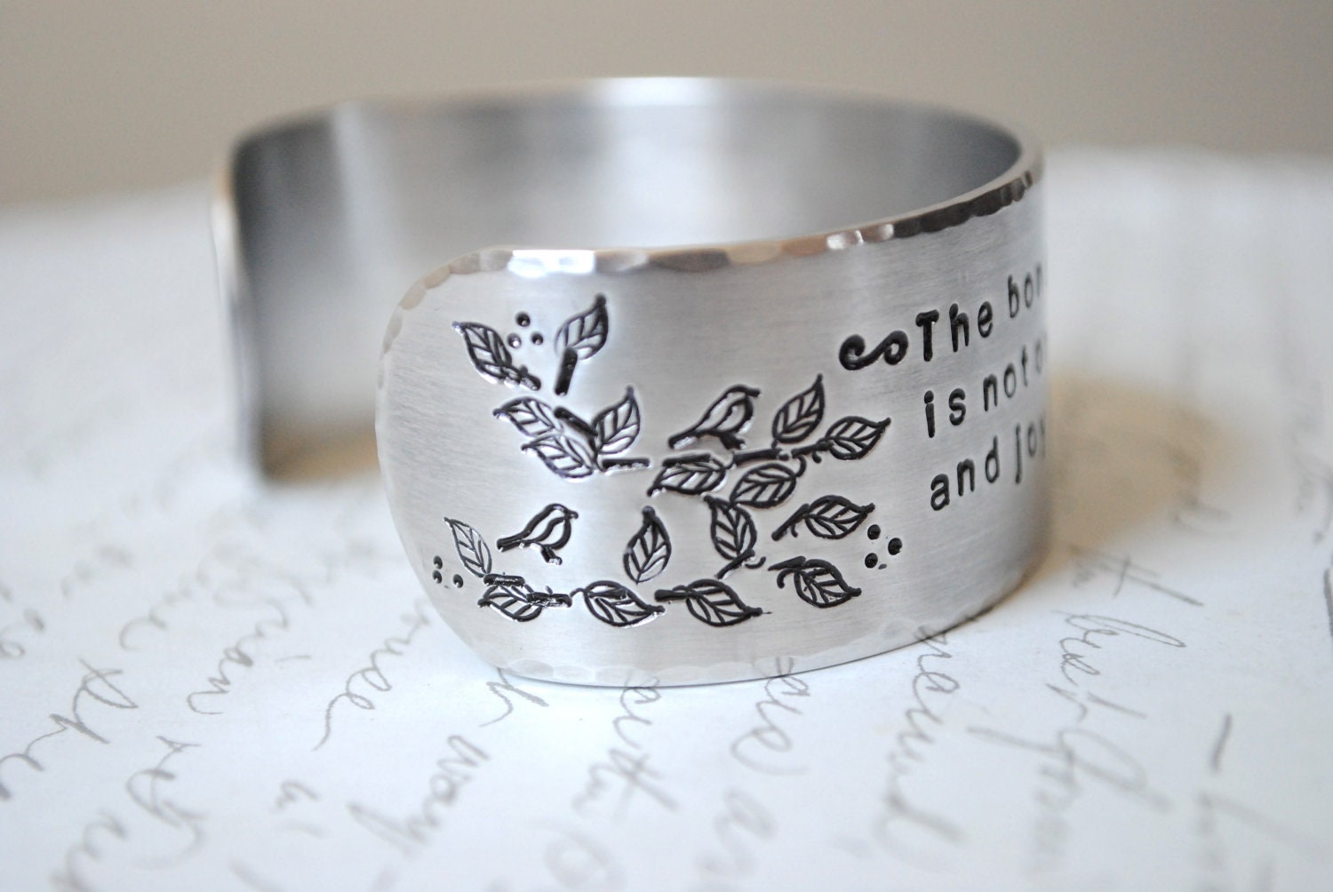 The Bond that Links Your True Family Hand Stamped Cuff Bracelet