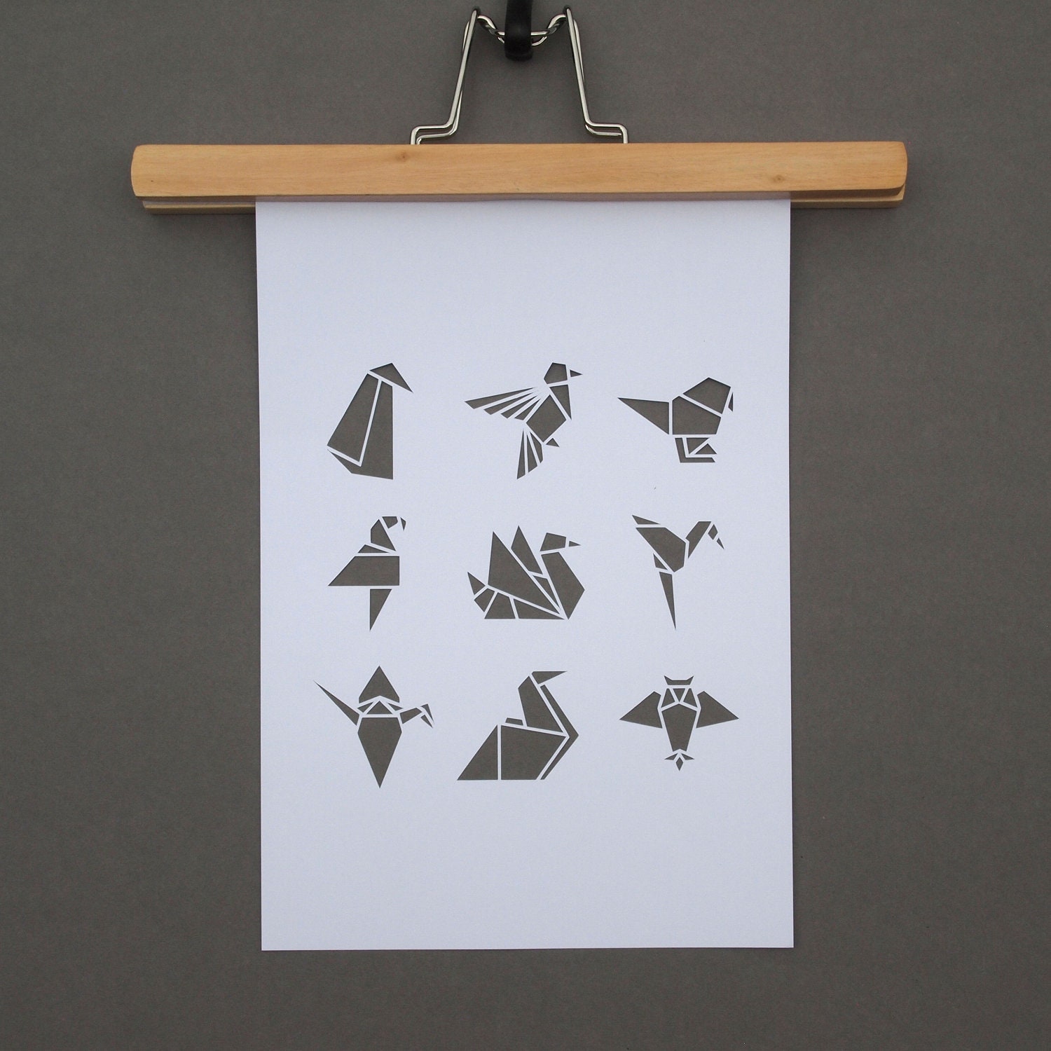 White origami bird A4 papercut