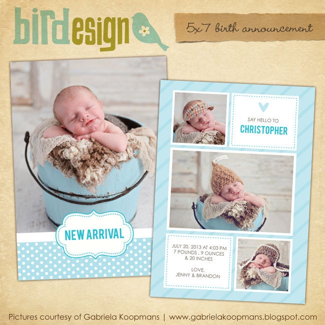 INSTANT DOWNLOAD - Birth announcement template- E480