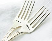 Mr and Mrs wedding forks, table setting. Hand stamped forks for unique engagement gift. By MilkandHoneyLuxuries