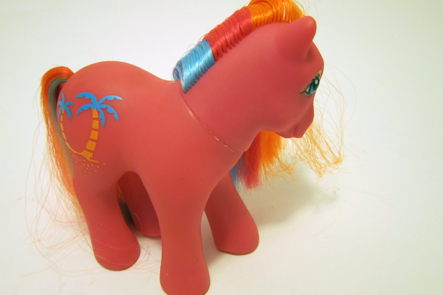 Vintage My Little Pony Purple Pina Colada Rare Pony Tropical Hair Two Palm Trees Vintage 80s 1980s toy Hasbro 1984