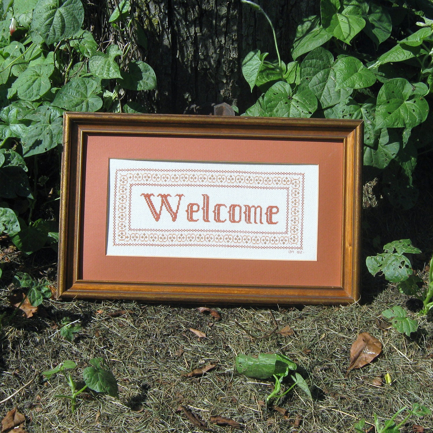 Counted Cross Stitch in Wood Frame by rickrackcollection