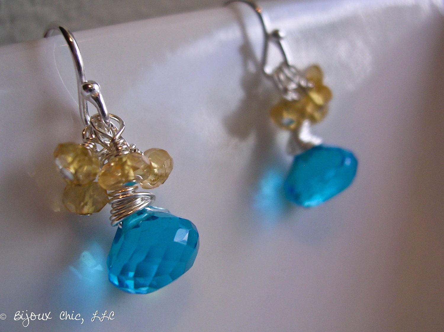 Sky Blue Quartz, Citrine Earrings, Spring Jewelry, Bridal, Gift