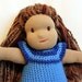 15 inch Waldorf Inspired Brunette Doll in Blue Sweater Dress