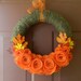Autumn Wreath - Yarn and Felt Pumpkin Wreath for the Fall - 14 inch