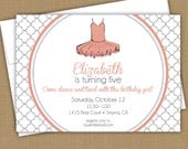 ballerina invitation. ballet invitation. Printable Birthday Invitation Design. Brown Paper Goods